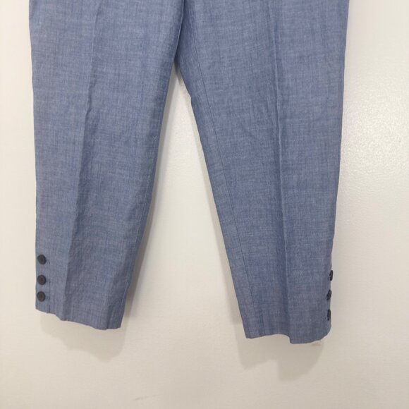 Talbots Petite Womens Perfect Crop Pants Size 6P Blue Chambray Ankle 3 Buttons - Picture 5 of 9